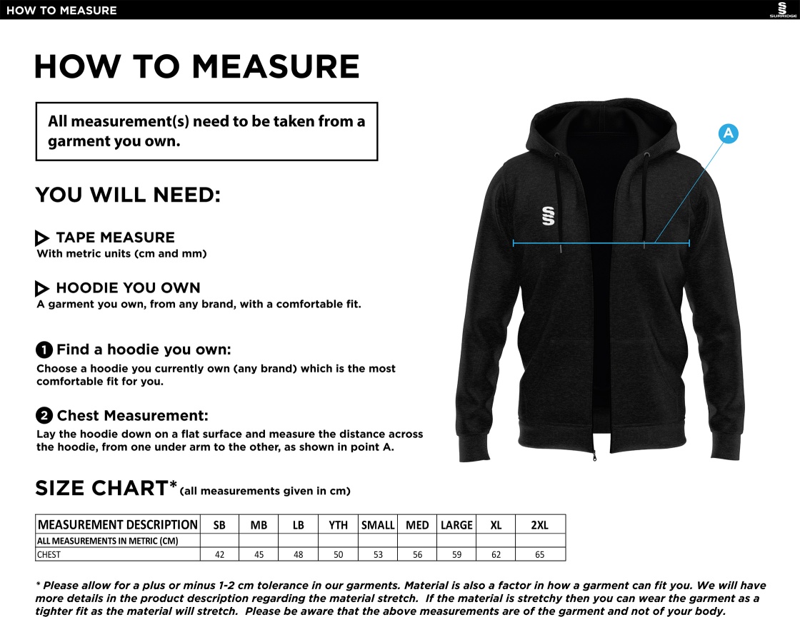 OLD RUTLISHIANS Youth's Blade Hoody - Size Guide
