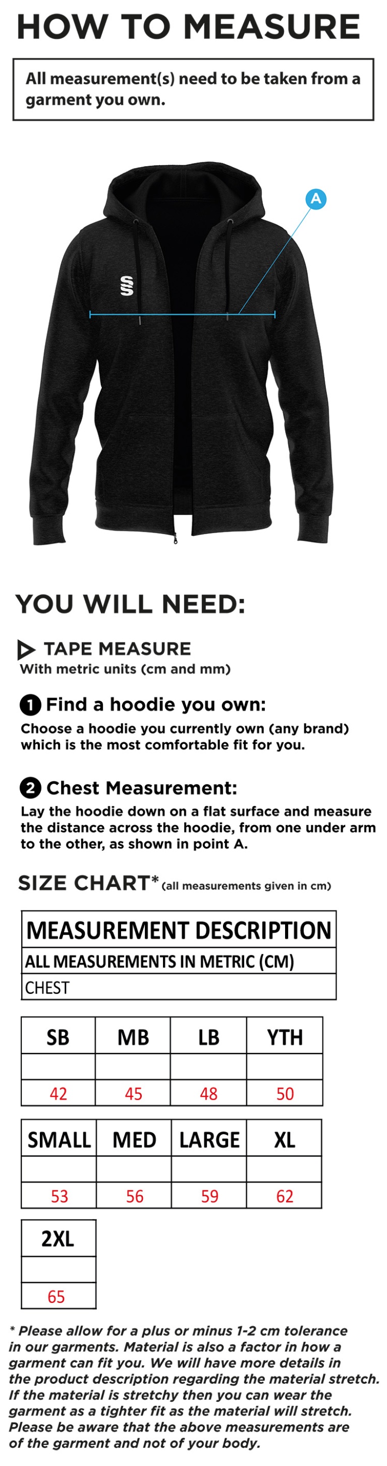 OLD RUTLISHIANS Youth's Blade Hoody - Size Guide
